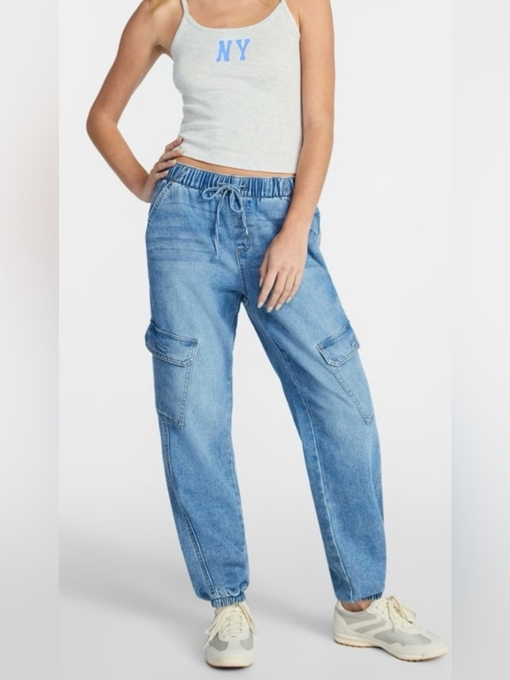 Light Blue Boyfriend Cargo Jogger Jeans - Picture 2 of 4